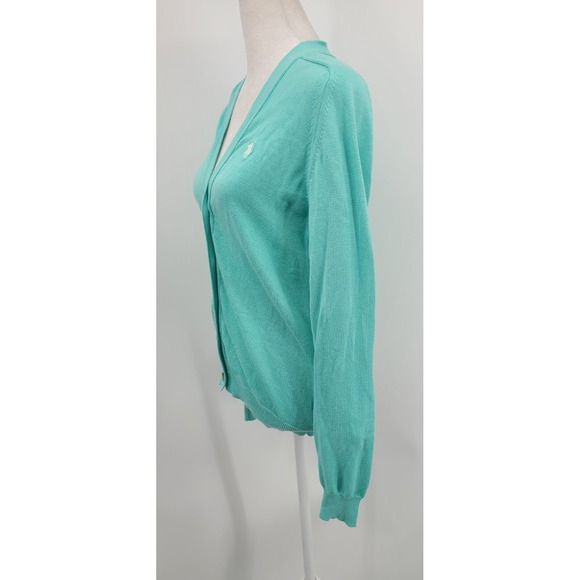 Ralph Lauren Sport Women Preppy Cardigan Large Old Money Tortoiseshell Button - Picture 5 of 13